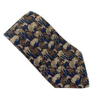 Salvatore Ferragamo Greyhounds Men's Blue Dog Print Retro Silk Tie 3.5"x 58"